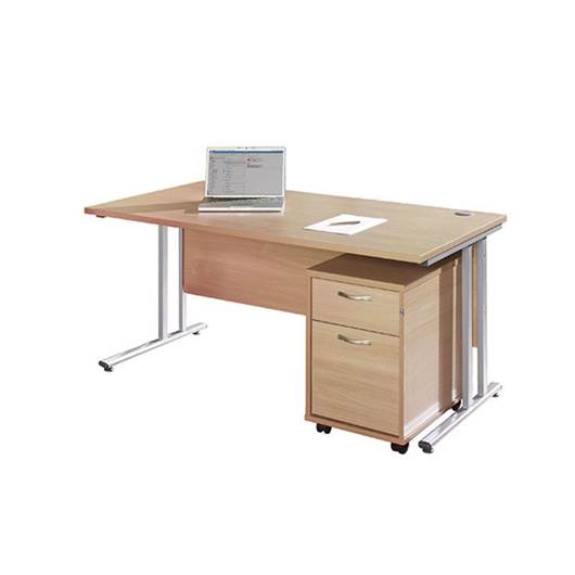 Picture of Maestro Desking - Straight Desk Bundle with 2 Drawer Pedestal - Walnut Worktop